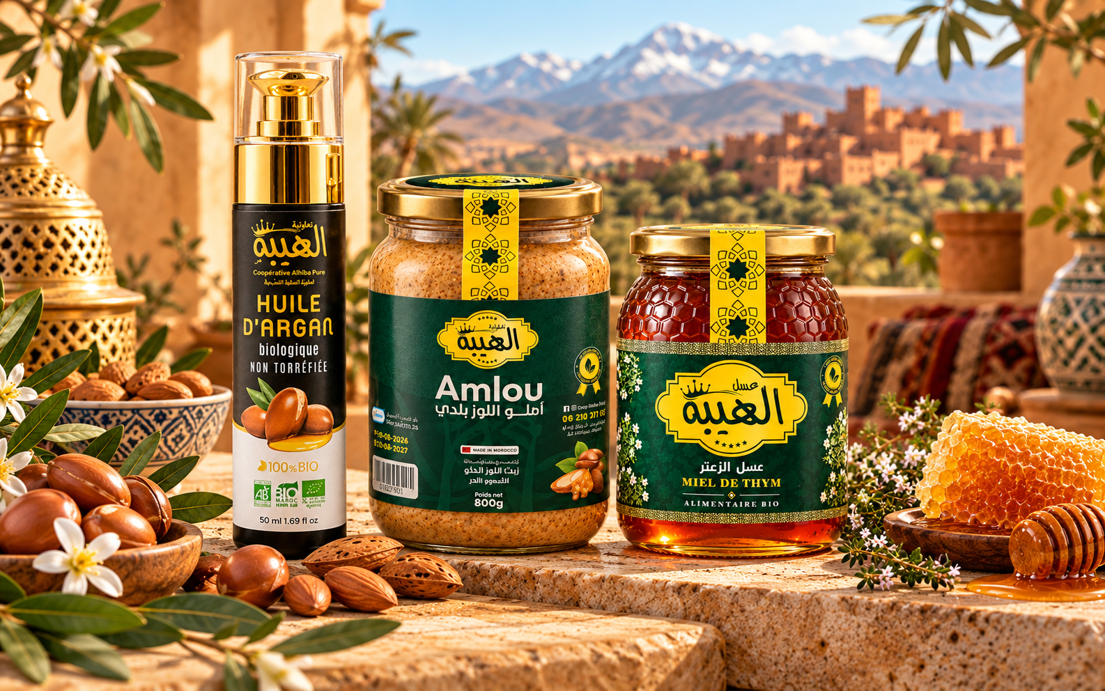 منتجات التعاونية المغربية من العسل وأملو وزيت الأركان