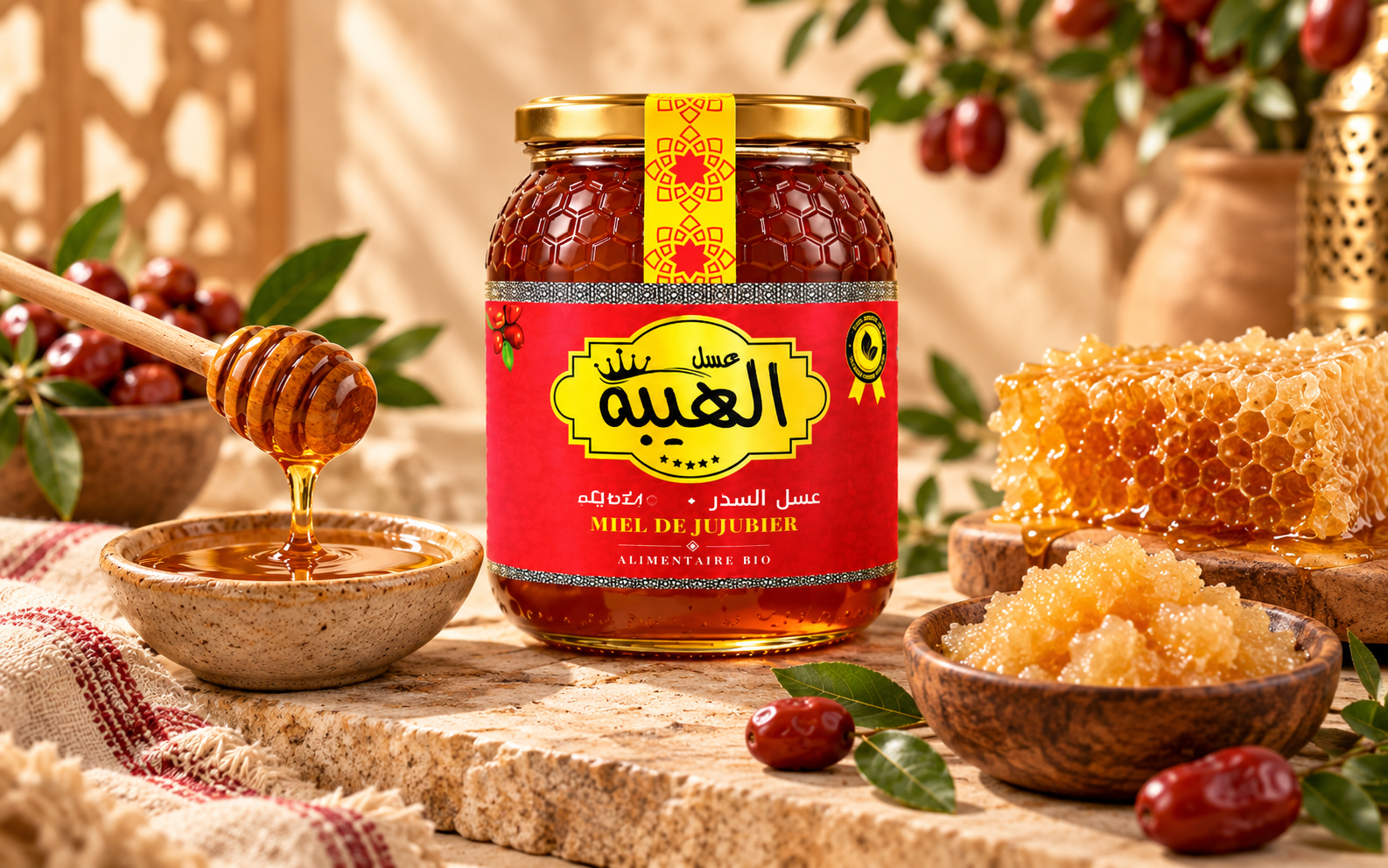 عسل السدر المغربي مع شمع العسل وقوامه الطبيعي